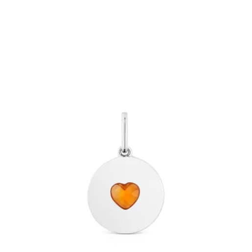 New Medallion pendant with carnelian heart Aelita Silver Pendants | Medium Pendants