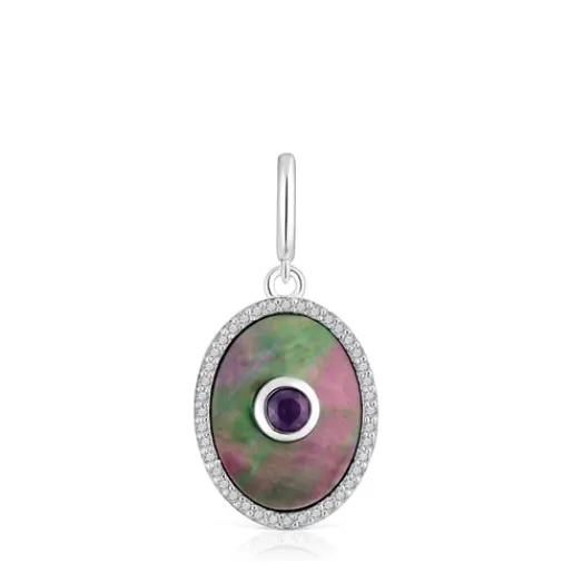 Best Silver medallion Pendant with nacre, amethyst and topaz Medallions Silver Pendants