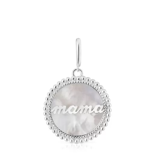 Sale Silver medallion Pendant with nacre Mama Silver Pendants