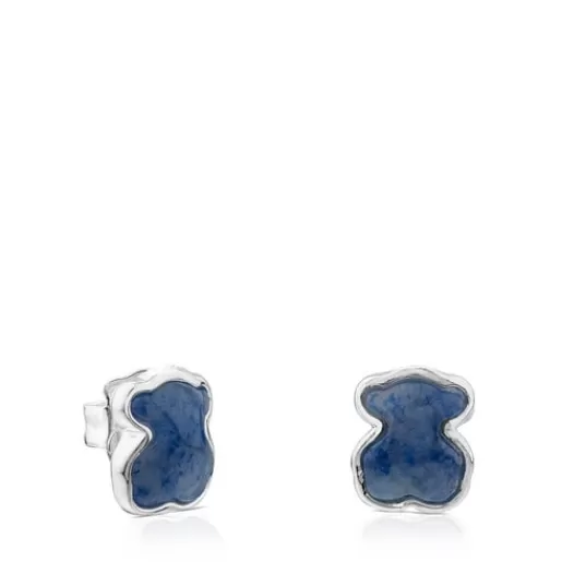 New New Color Earrings with Quartz with Dumortierite Silver Earrings | Small Earrings