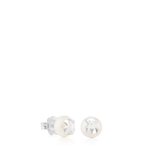 Best Sale Silver Bear Earrings with Pearl Kids Silver Earrings | Small Earrings