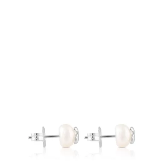 Best Sale Silver Bear Earrings with Pearl Kids Silver Earrings | Small Earrings