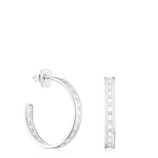 Best Sale Silver Bear Row hoop earrings with bear silhouette Silver Earrings | Hoop Earrings