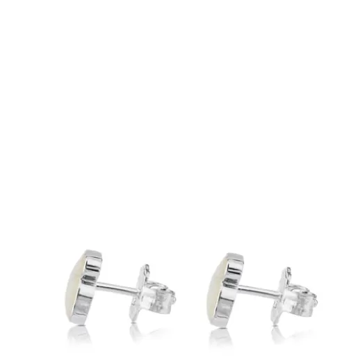 New Color Earrings with faceted mother-of-pearl Bear motif Kids Silver Earrings | Jewelry