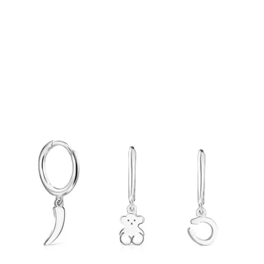 Cheap Good Vibes Hooped earring Set Silver Earrings | Hoop Earrings