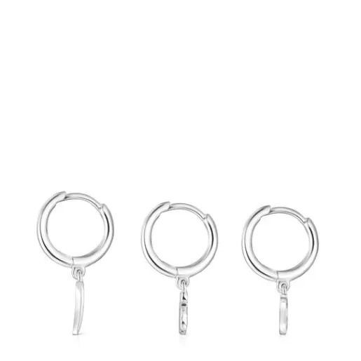 Online Good Vibes Hooped earring Set Silver Earrings | Hoop Earrings