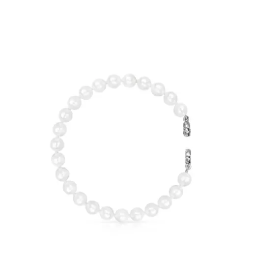 New Silver Hold Bracelet with Pearls 17,5cm. Silver Bracelets | Pearl Bracelets