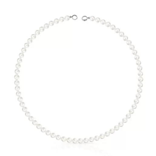 New Hold Necklace with Pearls 42cm. Silver Necklaces | Short Necklaces