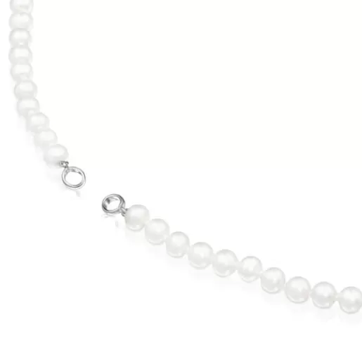 New Hold Necklace with Pearls 42cm. Silver Necklaces | Short Necklaces