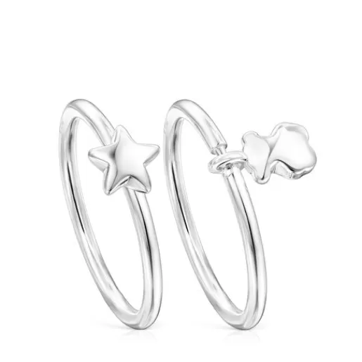 Outlet Silver Mini Icons bear-star motifs Rings set Silver Rings | Small Rings