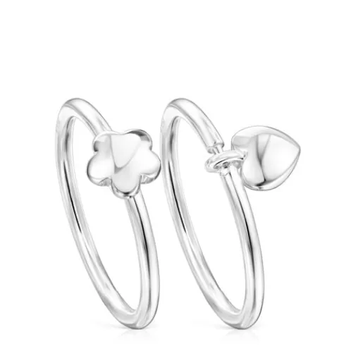 Clearance Silver Mini Icons flower-heart motifs Rings set Silver Rings | Small Rings