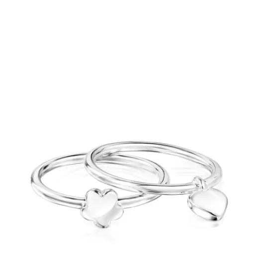 Clearance Silver Mini Icons flower-heart motifs Rings set Silver Rings | Small Rings