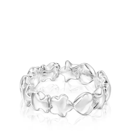 New Silver Mini Icons Ring with Bear, Heart and Flower motifs Silver Rings | Small Rings