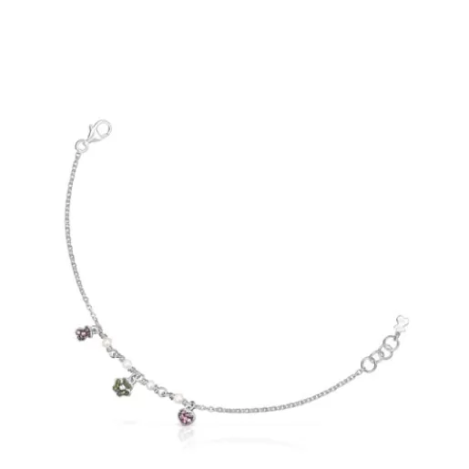 New Silver New Motif Bracelet with pearls and gemstone motifs Silver Bracelets | Pearl Bracelets