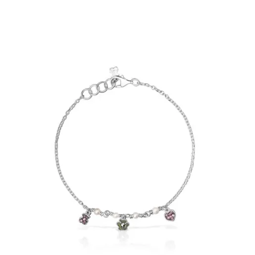 New Silver New Motif Bracelet with pearls and gemstone motifs Silver Bracelets | Pearl Bracelets