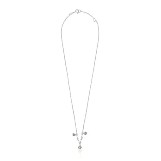 Flash Sale Silver New Motif Necklace with gemstones and pearls Silver Necklaces | Short Necklaces