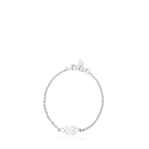 New Silver Real Sisy Bracelet with Pearls Bear motif Silver Bracelets | Pearl Bracelets