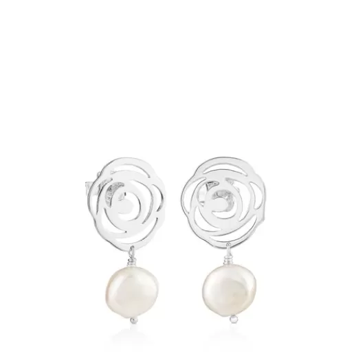 Best Silver Rosa d'Abril Earrings with pearls Silver Earrings | Pearl Earrings