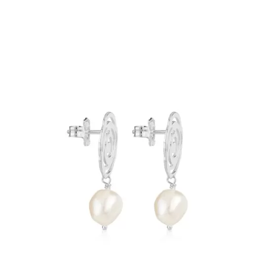 Best Silver Rosa d'Abril Earrings with pearls Silver Earrings | Pearl Earrings