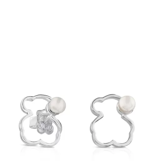 Hot Silver Silueta Earrings with Pearl 1,4cm. Silver Earrings | Small Earrings