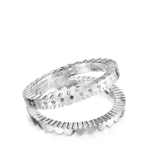 Hot Silver Straight crossed Ring 1cm Silver Rings