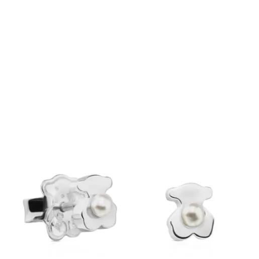 Clearance Super Power Earrings with Pearls Bear motif Silver Earrings | Small Earrings