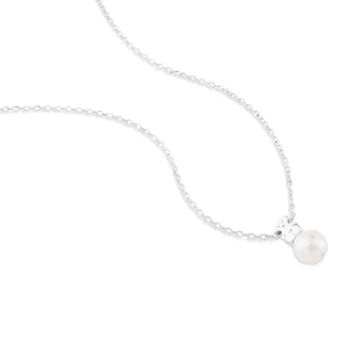 Best Silver Sweet Dolls Necklace with Pearls and Bear motif Silver Necklaces | Short Necklaces
