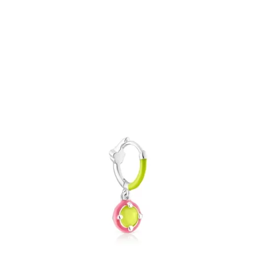 Discount Silver Vibrant Colors Hoop earring with chalcedony and enamel Silver Earrings | Hoop Earrings