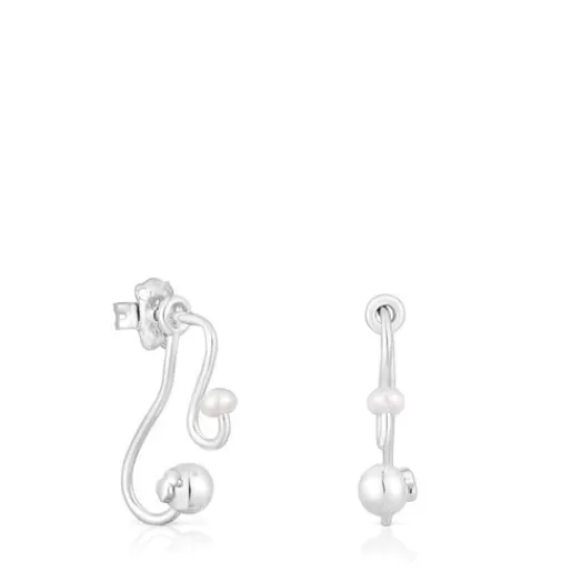 Cheap Silver Tsuri Two-piece earrings with cultured pearls Silver Earrings | Pearl Earrings