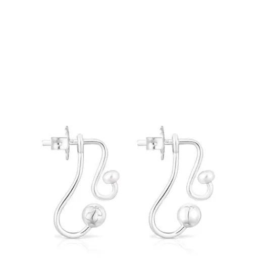 Cheap Silver Tsuri Two-piece earrings with cultured pearls Silver Earrings | Pearl Earrings