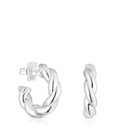 Hot Silver Twisted Earrings Silver Earrings | Hoop Earrings