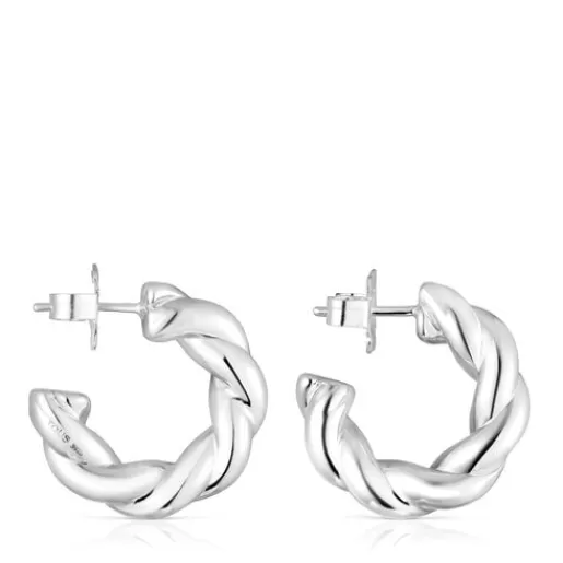 Hot Silver Twisted Earrings Silver Earrings | Hoop Earrings