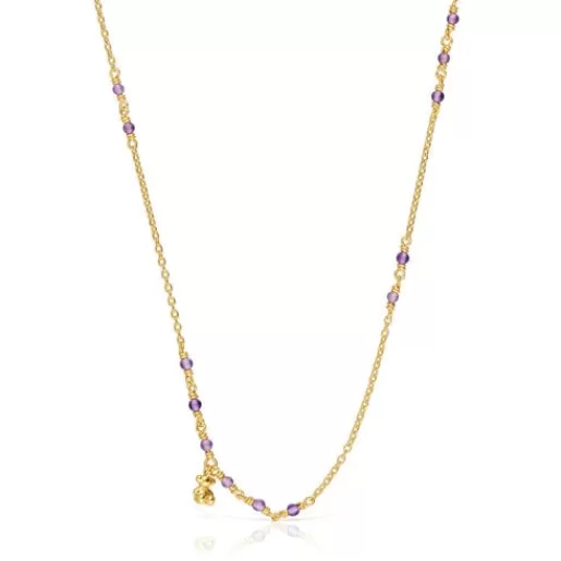 Flash Sale Silver vermeil and amethyst Necklace Bold Bear Silver Necklaces | Short Necklaces