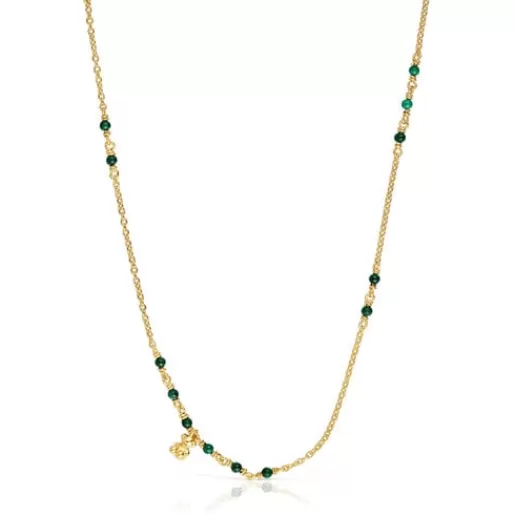 Hot Silver vermeil and malachite Necklace Bold Bear Silver Necklaces | Short Necklaces