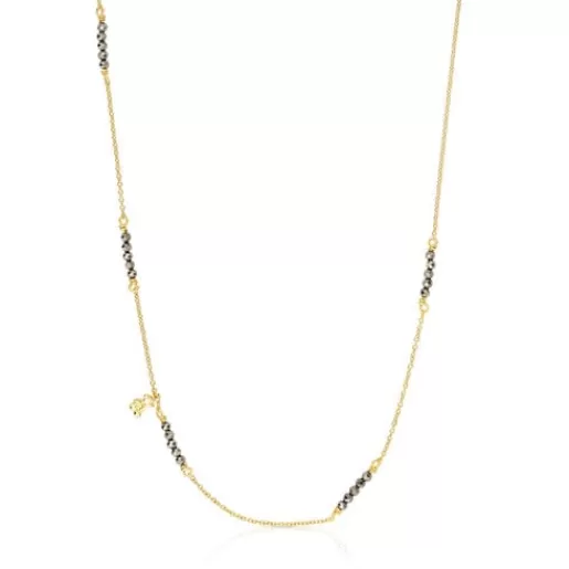 Fashion Silver vermeil Bold Bear Necklace with pyrite Silver Necklaces | Short Necklaces