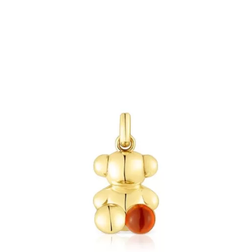 Clearance Silver vermeil Bold Bear pendant with carnelian Silver Pendants | Small Pendants