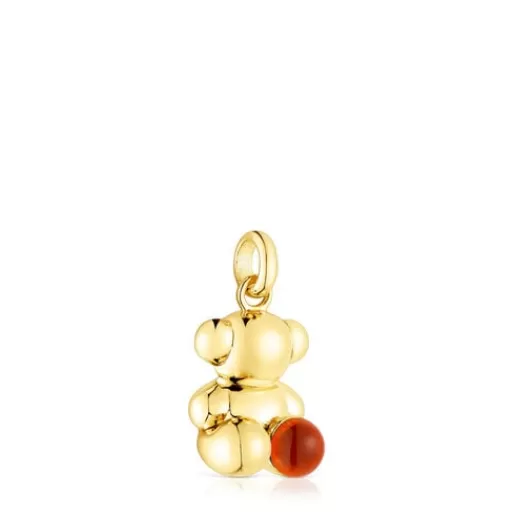 Clearance Silver vermeil Bold Bear pendant with carnelian Silver Pendants | Small Pendants