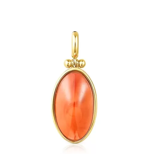 Best Sale Silver Vermeil Cocktail Pendant with orange Glass Silver Pendants