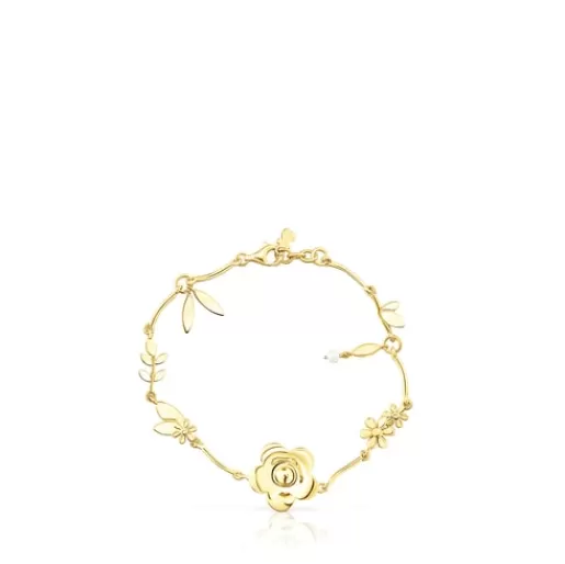 Cheap Silver Vermeil Fragile Nature flowers Bracelet with Pearl Silver Bracelets