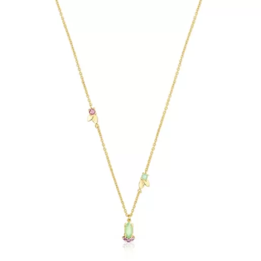 New Silver Vermeil Fragile Nature Necklace with Gemstones Silver Necklaces | Short Necklaces