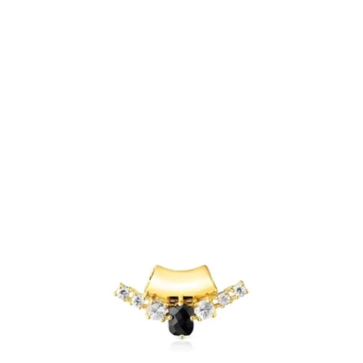 Clearance Silver Vermeil Glaring Pendant with Onyx and Zirconia Silver Pendants