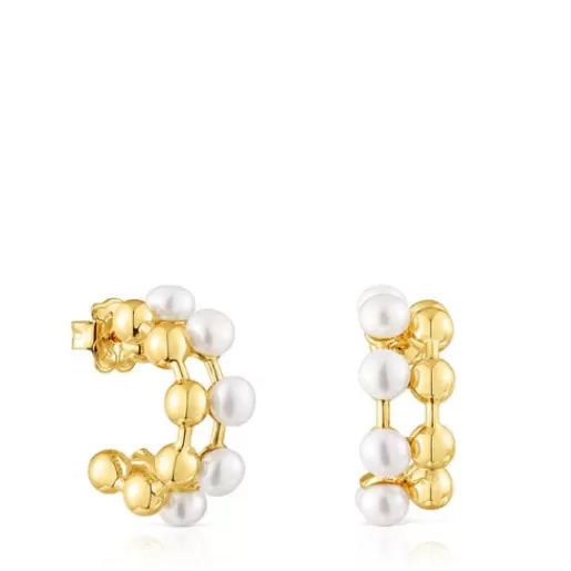 Best Silver vermeil Gloss Double earrings with cultured pearls Silver Earrings