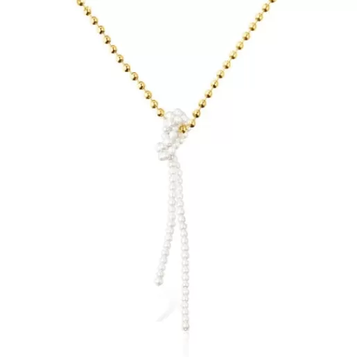 Store Silver vermeil Gloss Necklace with cultured pearls Silver Necklaces | Short Necklaces