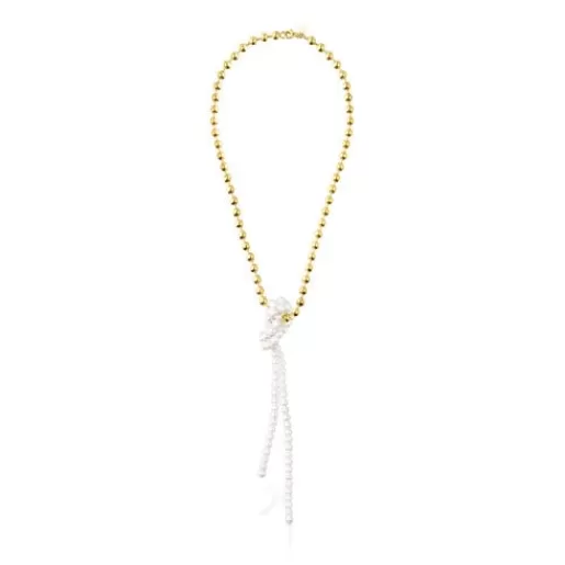 Store Silver vermeil Gloss Necklace with cultured pearls Silver Necklaces | Short Necklaces