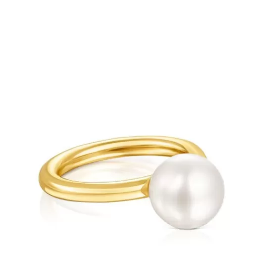 Shop Silver Vermeil Gloss Ring with Pearl Silver Rings | Small Rings