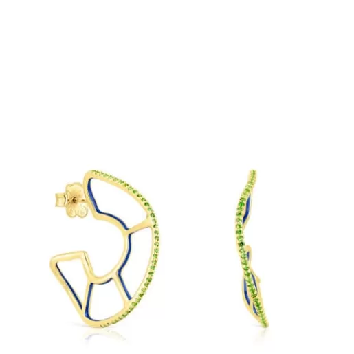 Online Silver vermeil Gregal hoop earrings with chrome diopside Silver Earrings | Hoop Earrings