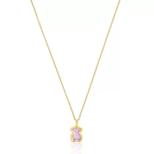 Shop Silver vermeil Gregal lilac bear necklace Silver Necklaces | Short Necklaces