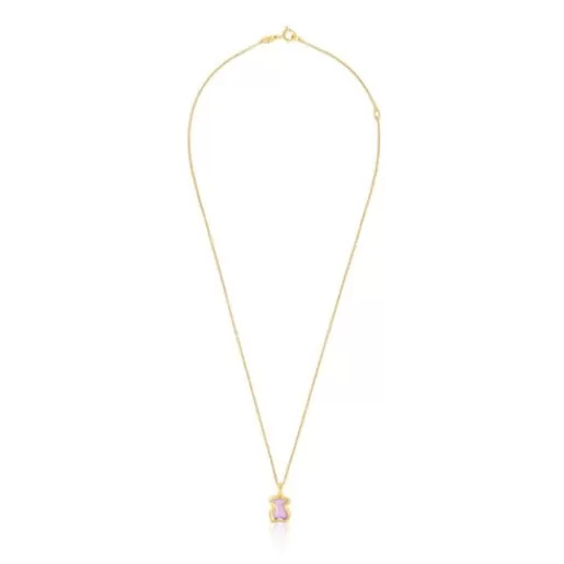 Shop Silver vermeil Gregal lilac bear necklace Silver Necklaces | Short Necklaces