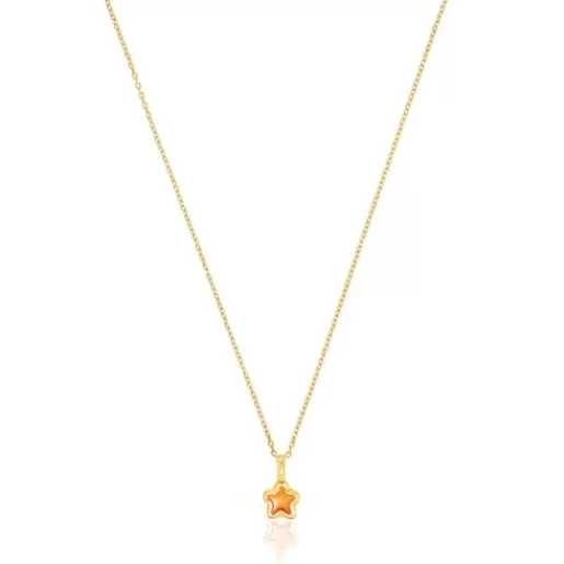 New Silver vermeil Gregal orange flower necklace Silver Pendants | Short Necklaces