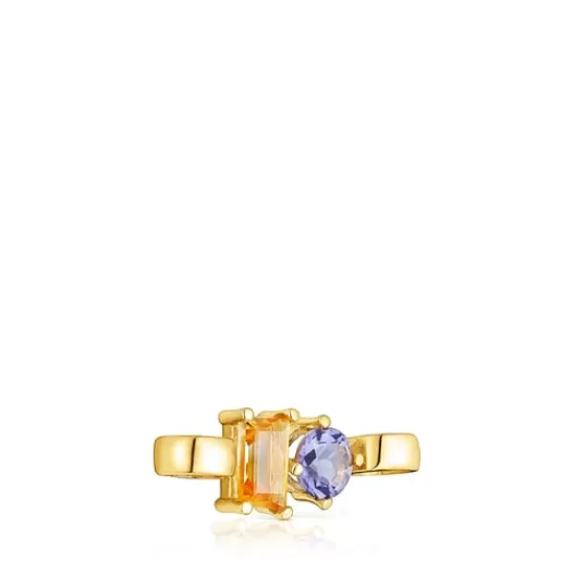 Cheap Silver vermeil Hold Pendant with iolite and citrine Silver Pendants | Small Pendants